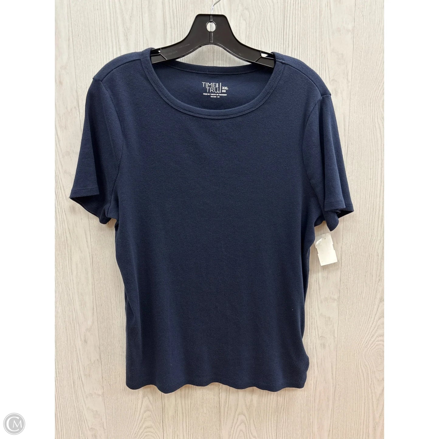 Top Short Sleeve Basic By Time And Tru In Blue, Size: Xxl