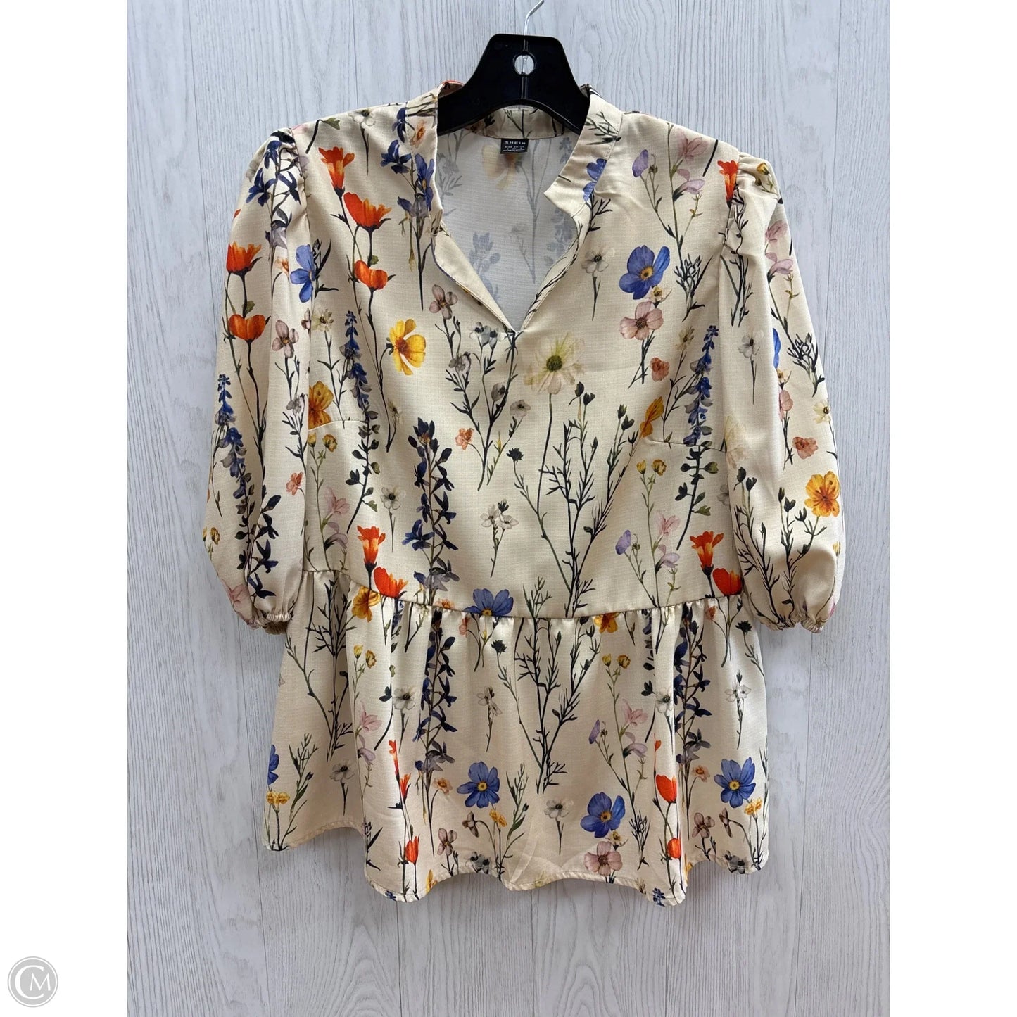 Top Short Sleeve By Shein In Floral Print, Size: S