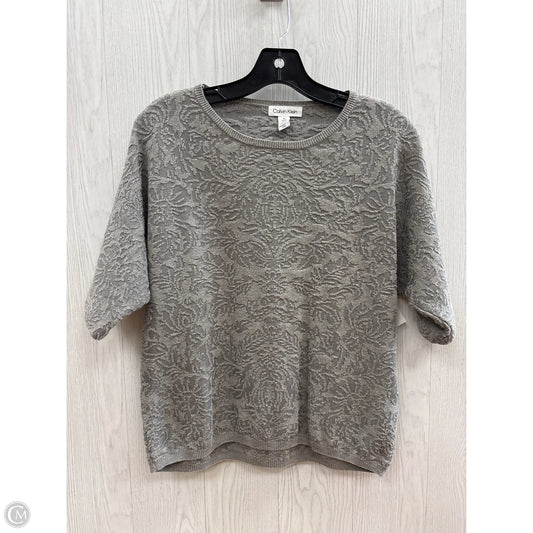 Top Short Sleeve By Calvin Klein In Grey, Size: S