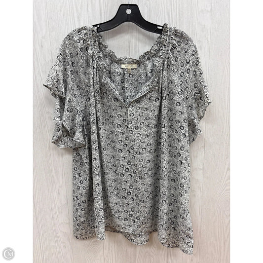 Top Short Sleeve By Max Studio In Black & Cream, Size: 2x