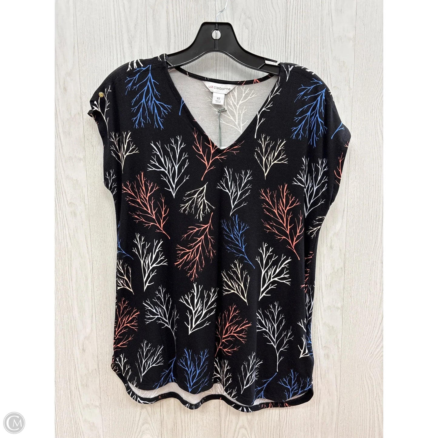 Top Short Sleeve Basic By Liz Claiborne In Black & White, Size: Xs