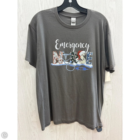 Top Short Sleeve By Gildan In Grey, Size: L