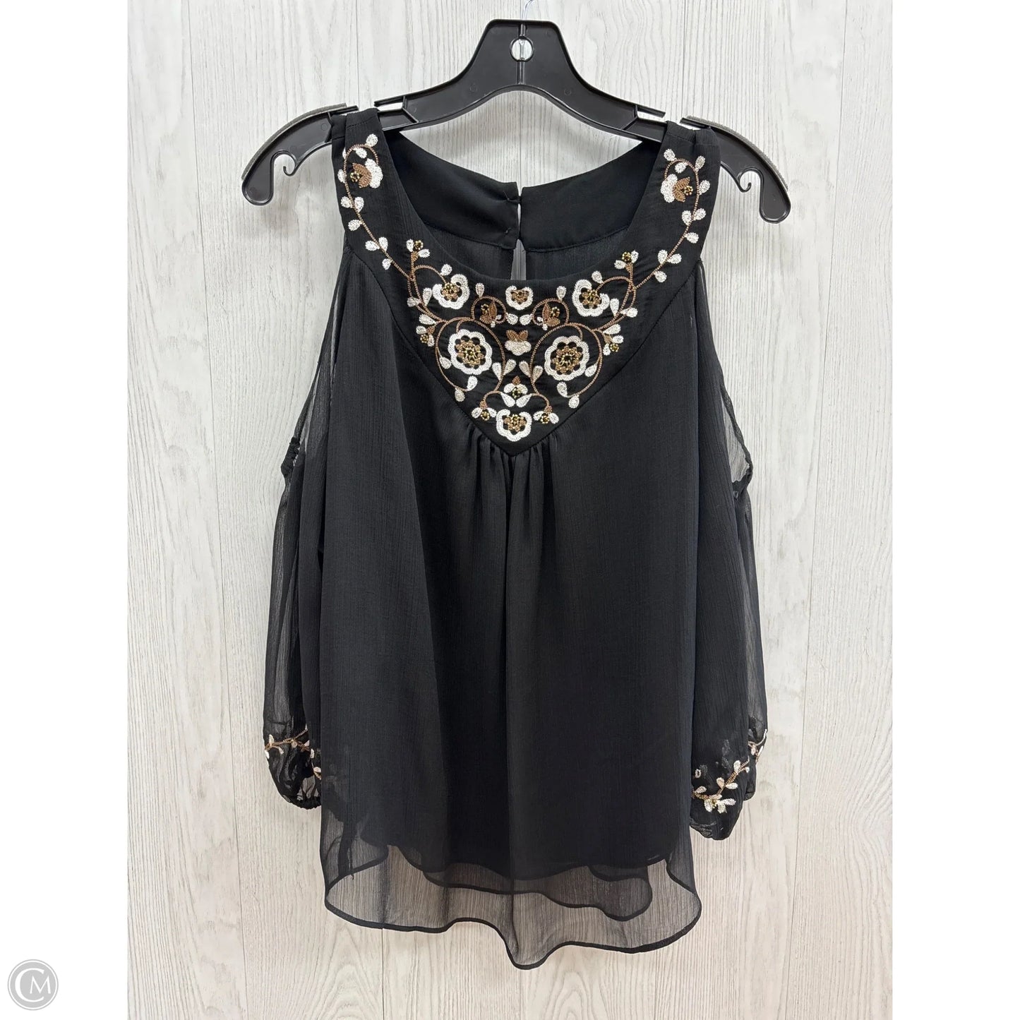 Top 3/4 Sleeve By White House Black Market In Black, Size: S