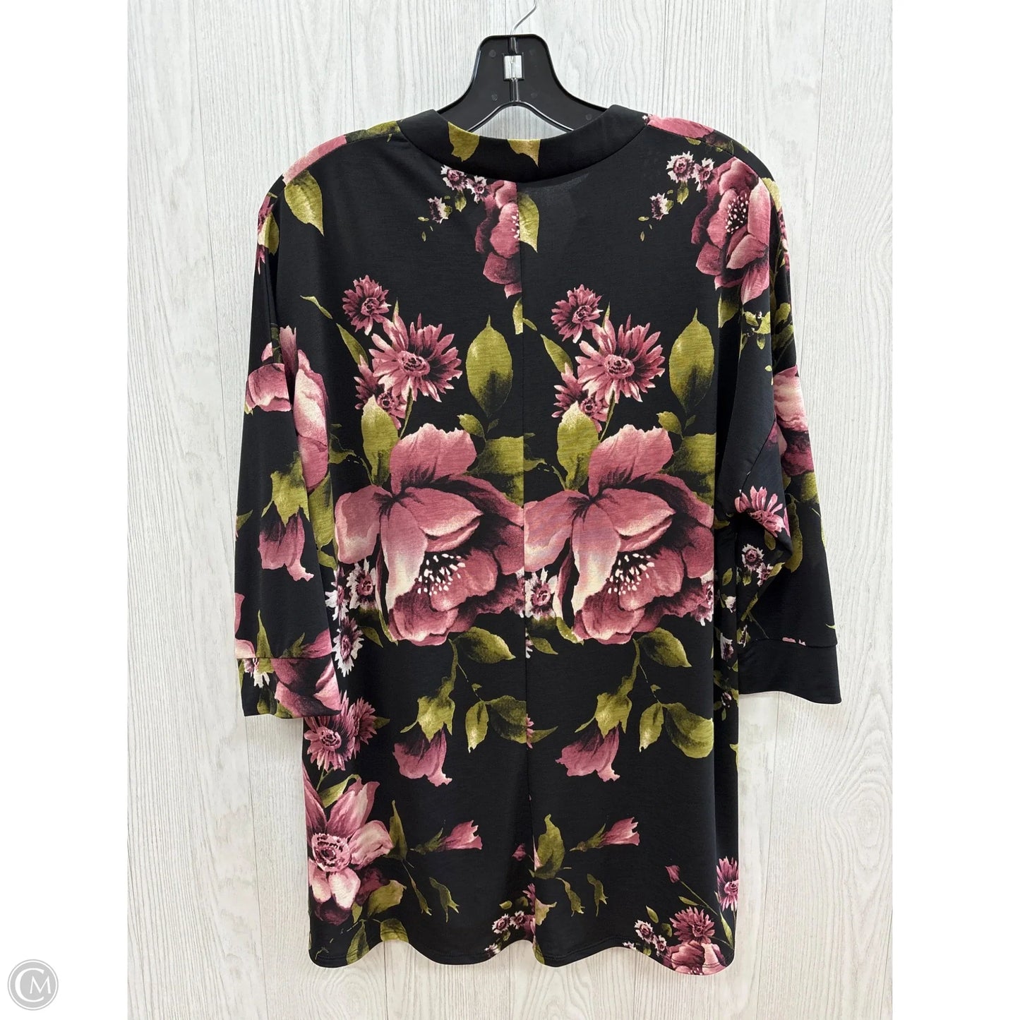 Top 3/4 Sleeve Basic By Honeyme In Floral Print, Size: S