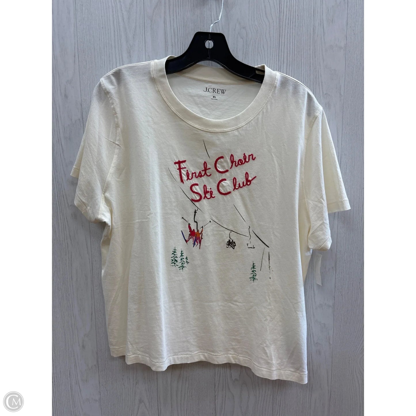 Top Short Sleeve Basic By J. Crew In Cream, Size: Xl