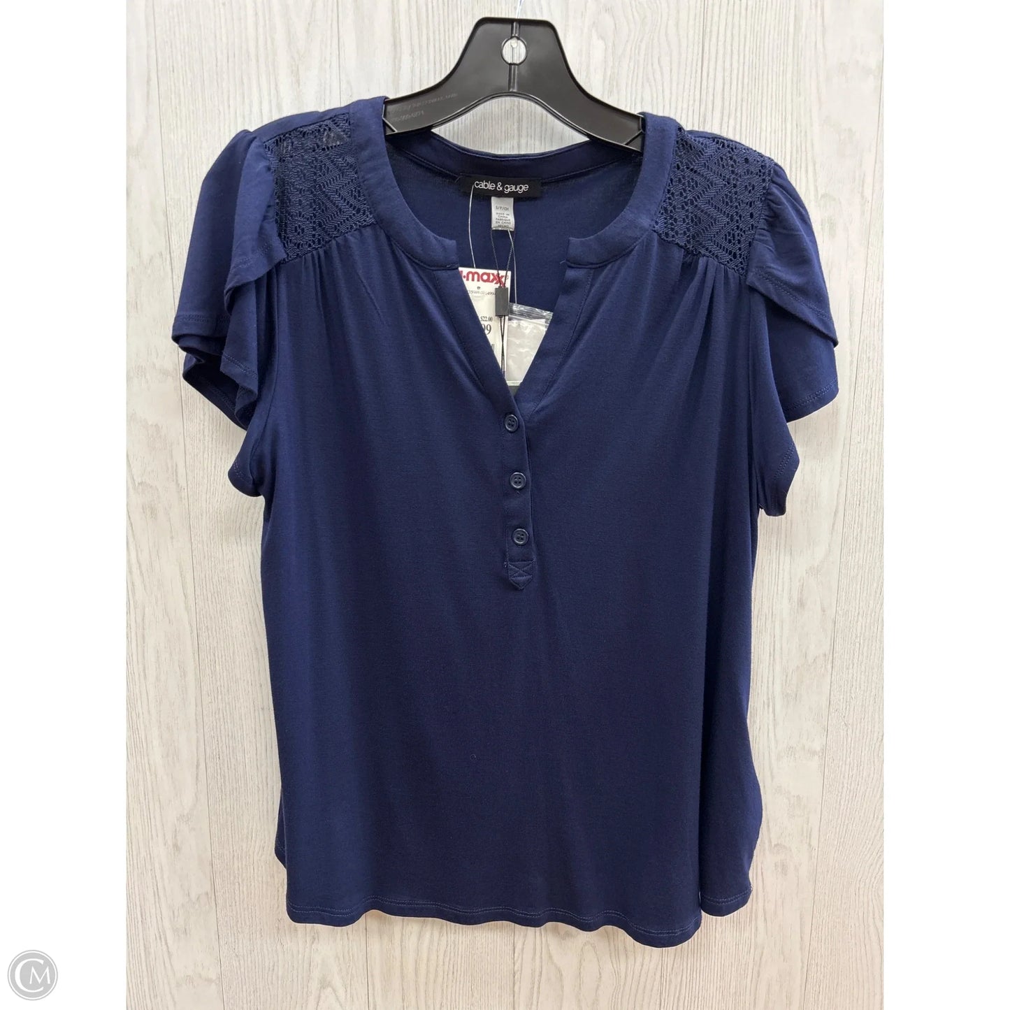 Top Short Sleeve By Cable And Gauge In Blue, Size: S