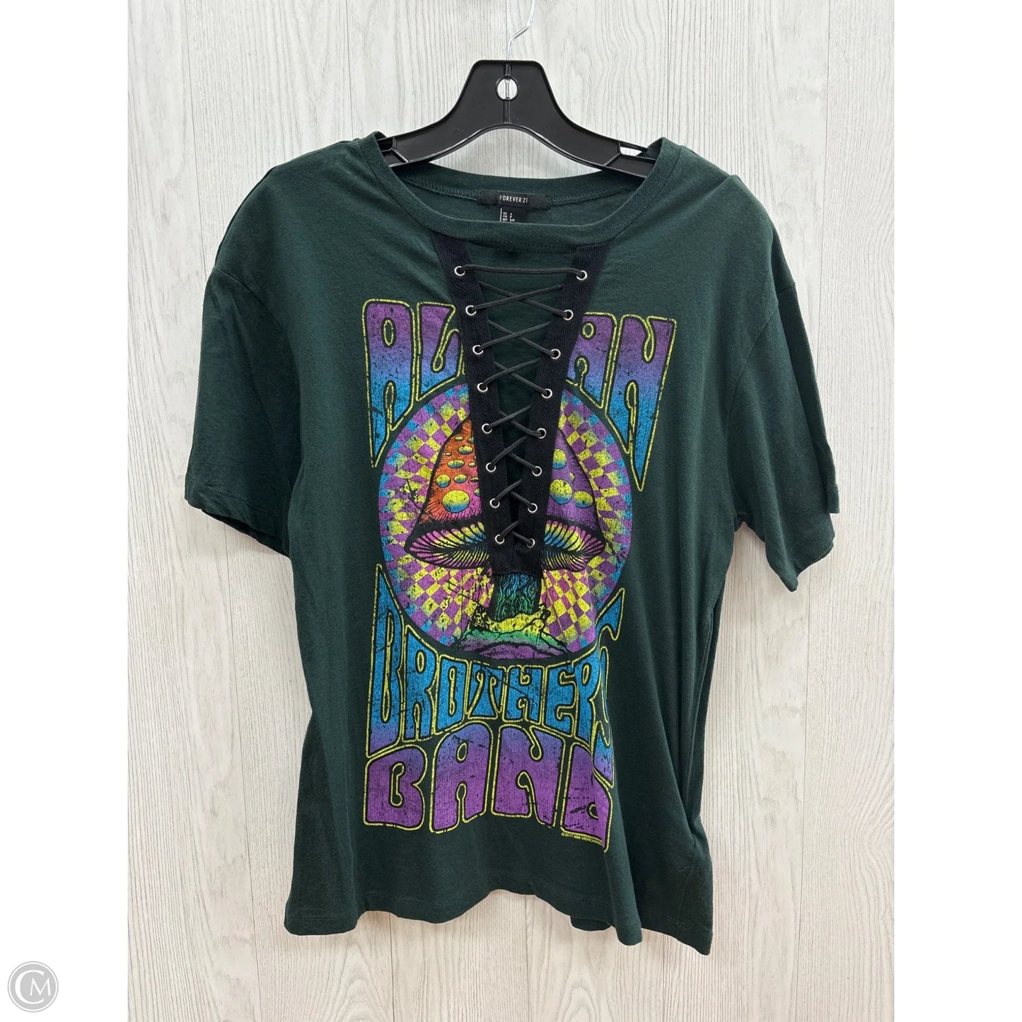 Top Short Sleeve By Forever 21 In Forest, Size: S