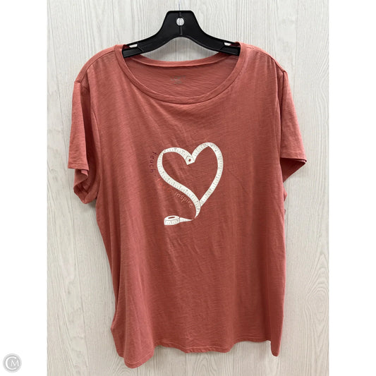 Top Short Sleeve Basic By Loft In Peach, Size: Xl