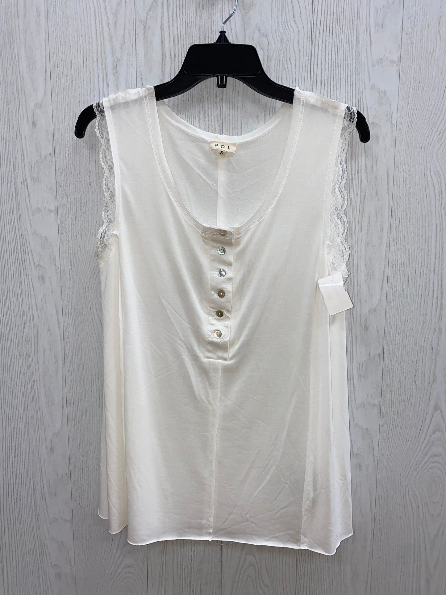 White Top Sleeveless Basic Pol, Size S