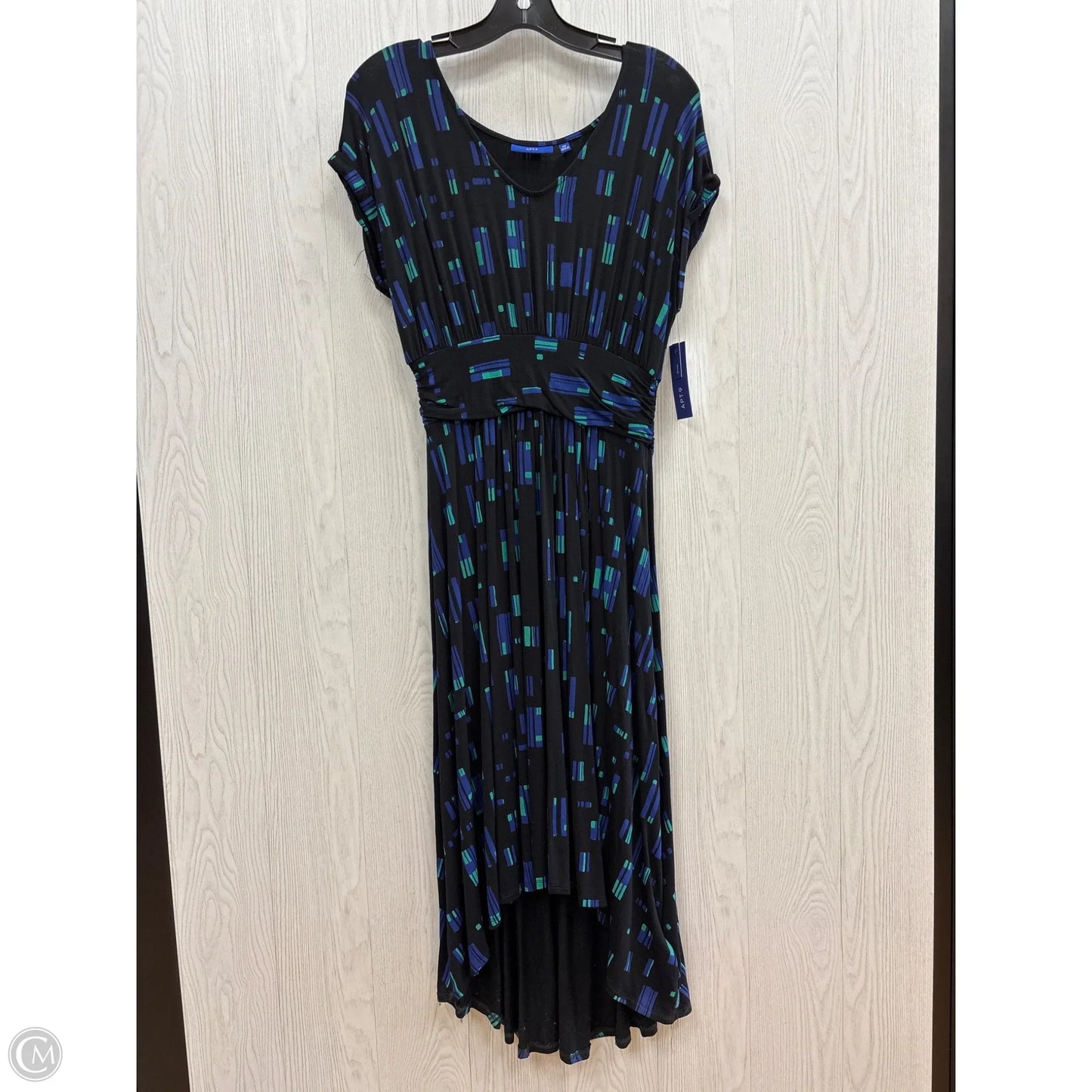 Dress Casual Midi By Apt 9 In Black & Blue, Size: Petite   S