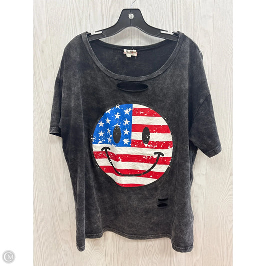 Top Short Sleeve By Bibi In Grey, Size: L