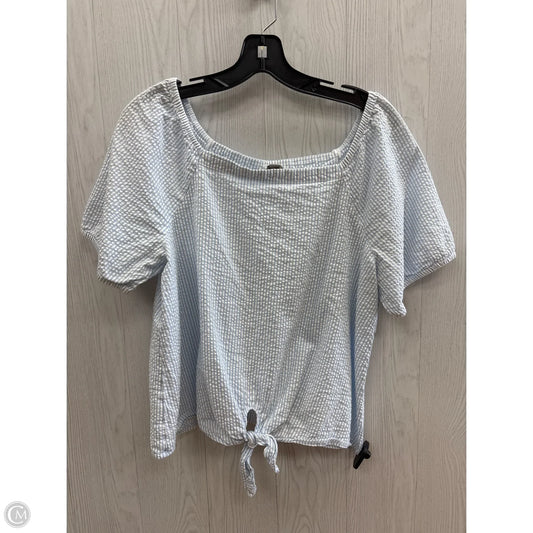 Top Short Sleeve By Loft In Blue & White, Size: L