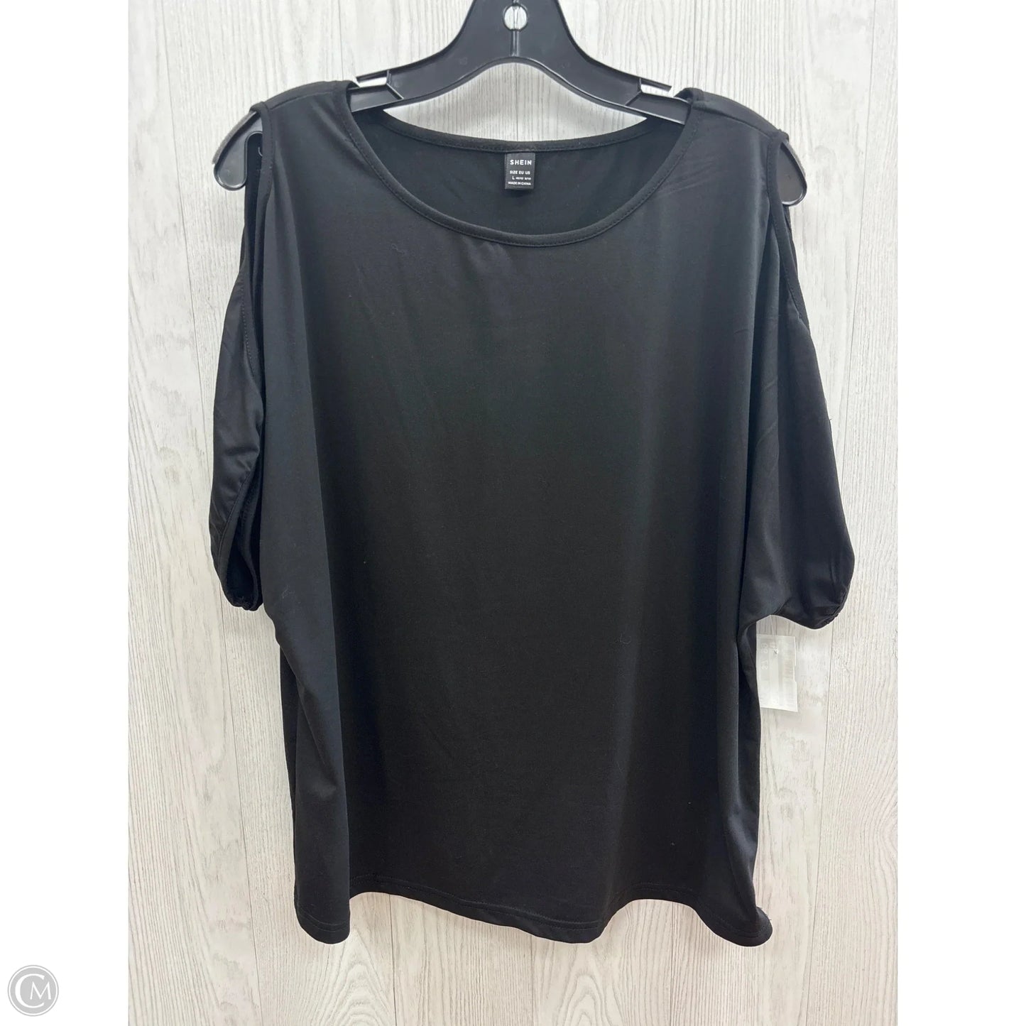 Top Short Sleeve By Shein In Black, Size: L
