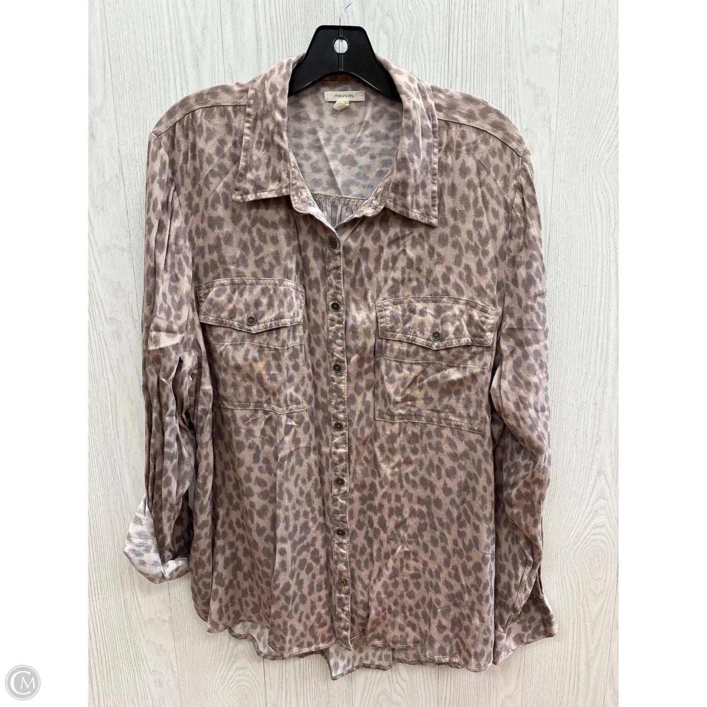 Top Long Sleeve By Maurices In Animal Print, Size: 1x