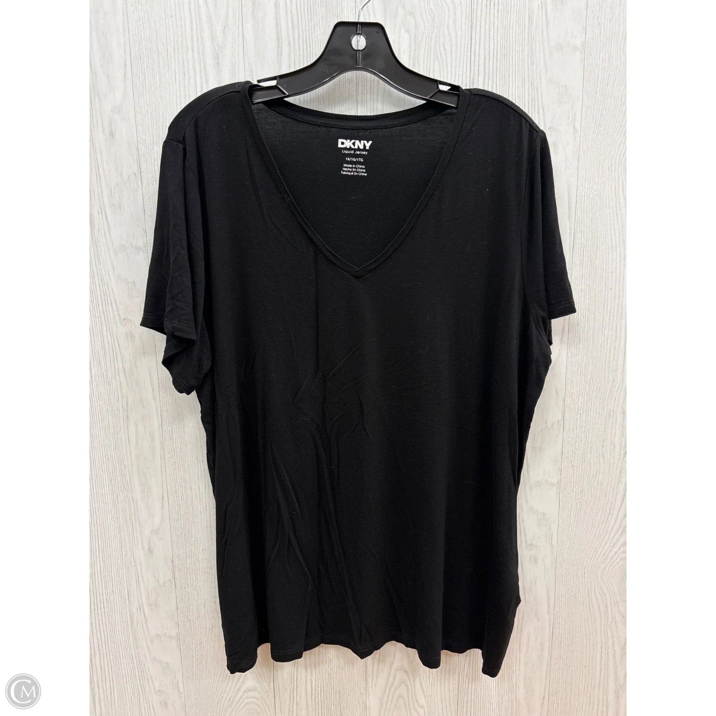 Top Short Sleeve By Dkny In Black, Size: 1x