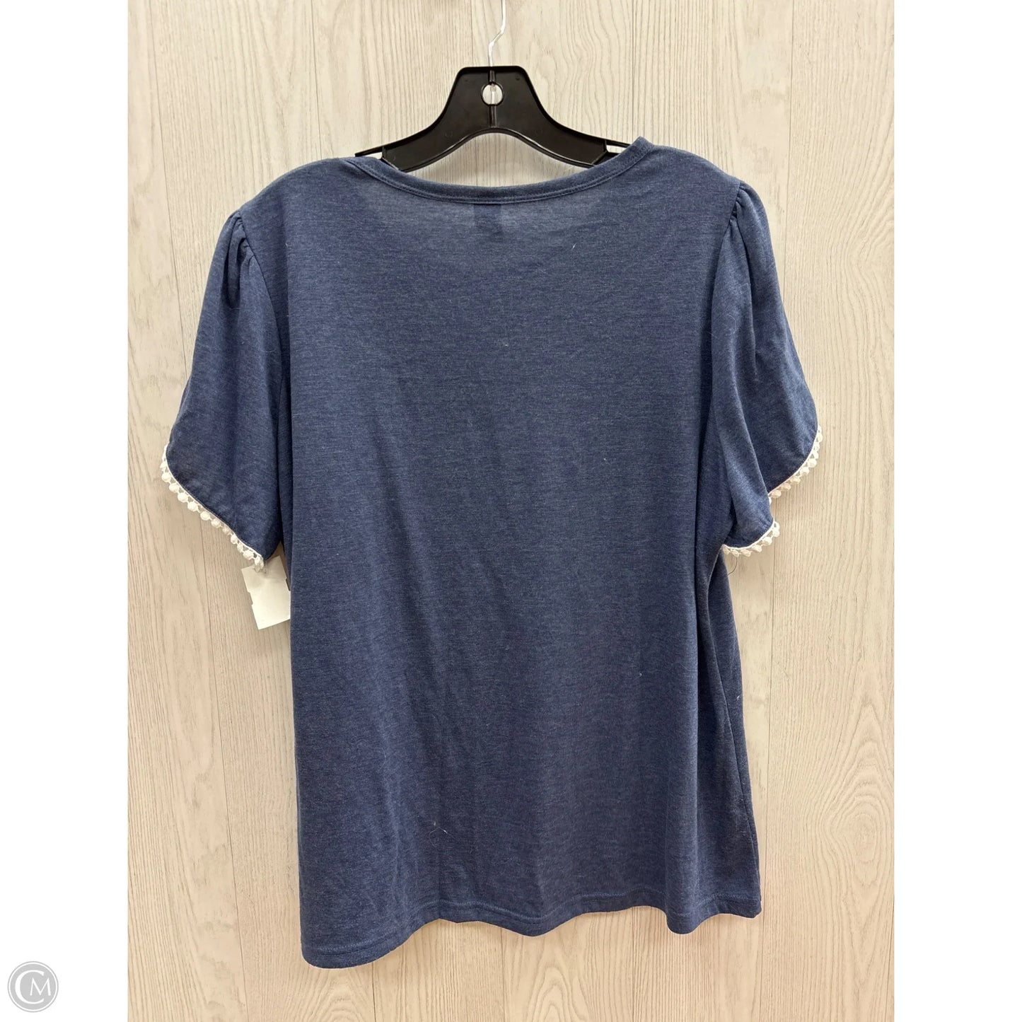 Top Short Sleeve By Emery Rose In Blue, Size: Xxl