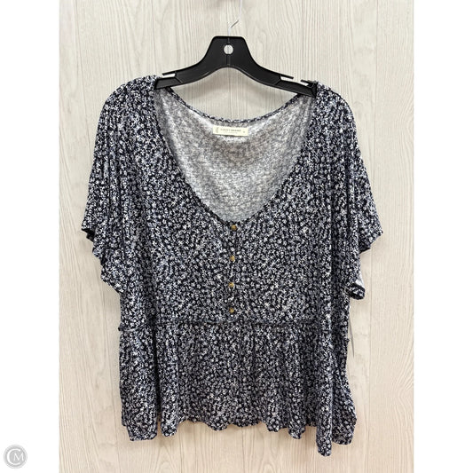 Top Short Sleeve By Lucky Brand In Floral Print, Size: Xl