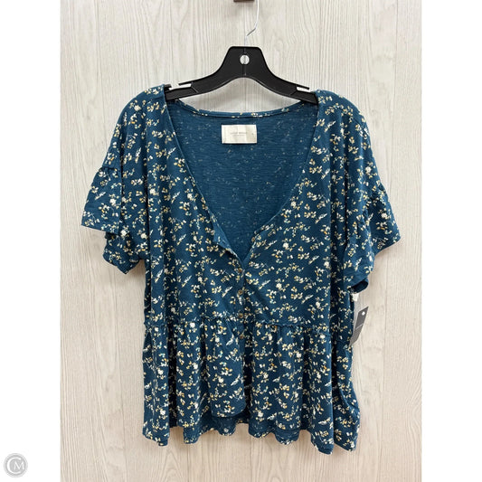 Top Short Sleeve By Lucky Brand In Blue, Size: Xl