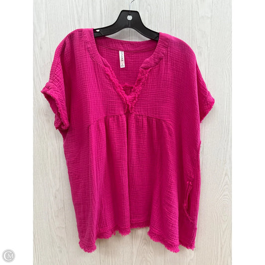 Top Short Sleeve By Zenana Outfitters In Pink, Size: L