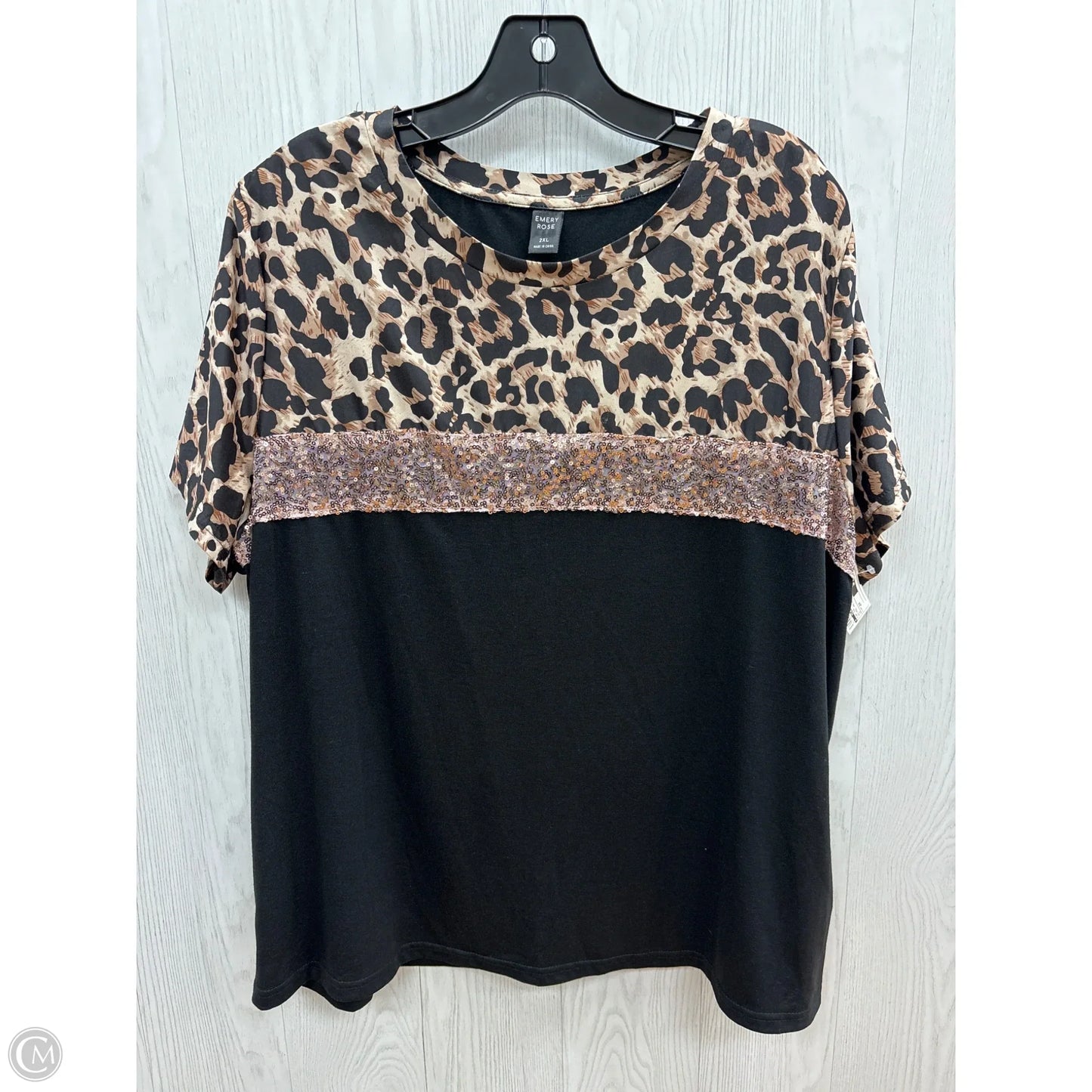 Top Short Sleeve By Clothes Mentor In Animal Print, Size: 2x