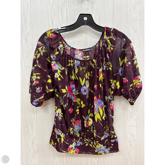 Top Short Sleeve By Express In Floral Print, Size: Xs
