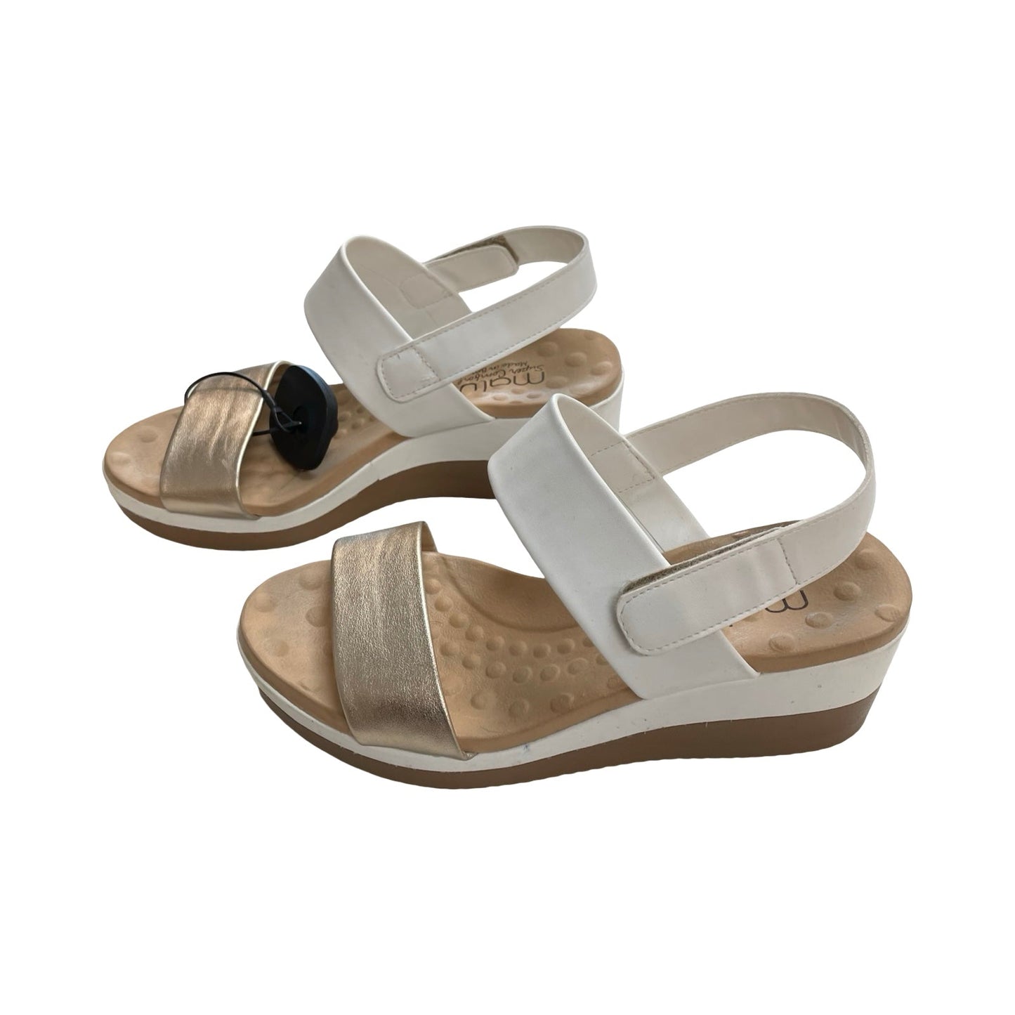 Sandals Flats By MALU In Gold & White, Size:7