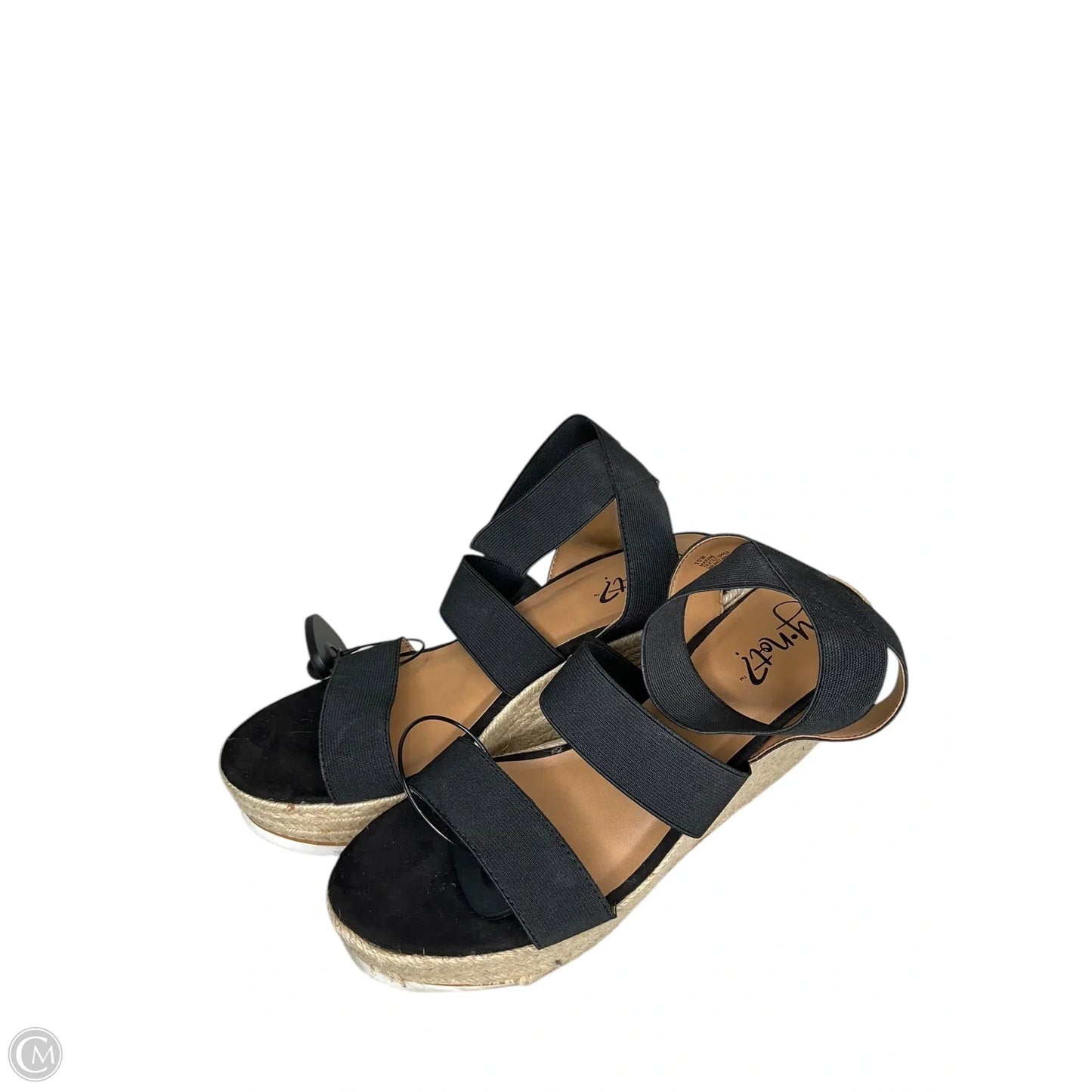 Sandals Heels Wedge By Clothes Mentor In Black, Size: 10