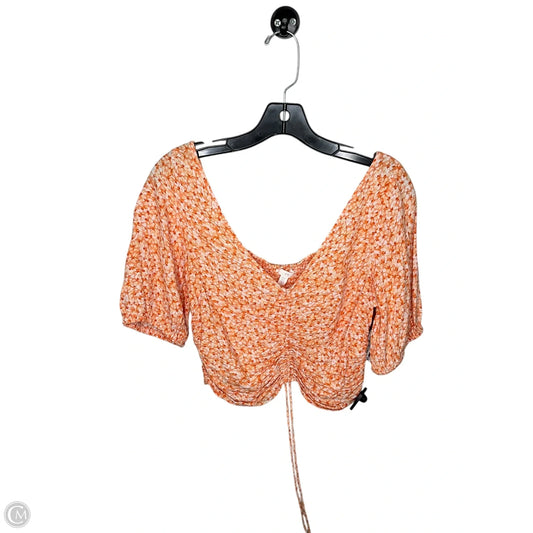 Top Short Sleeve By H&m In Orange, Size: M