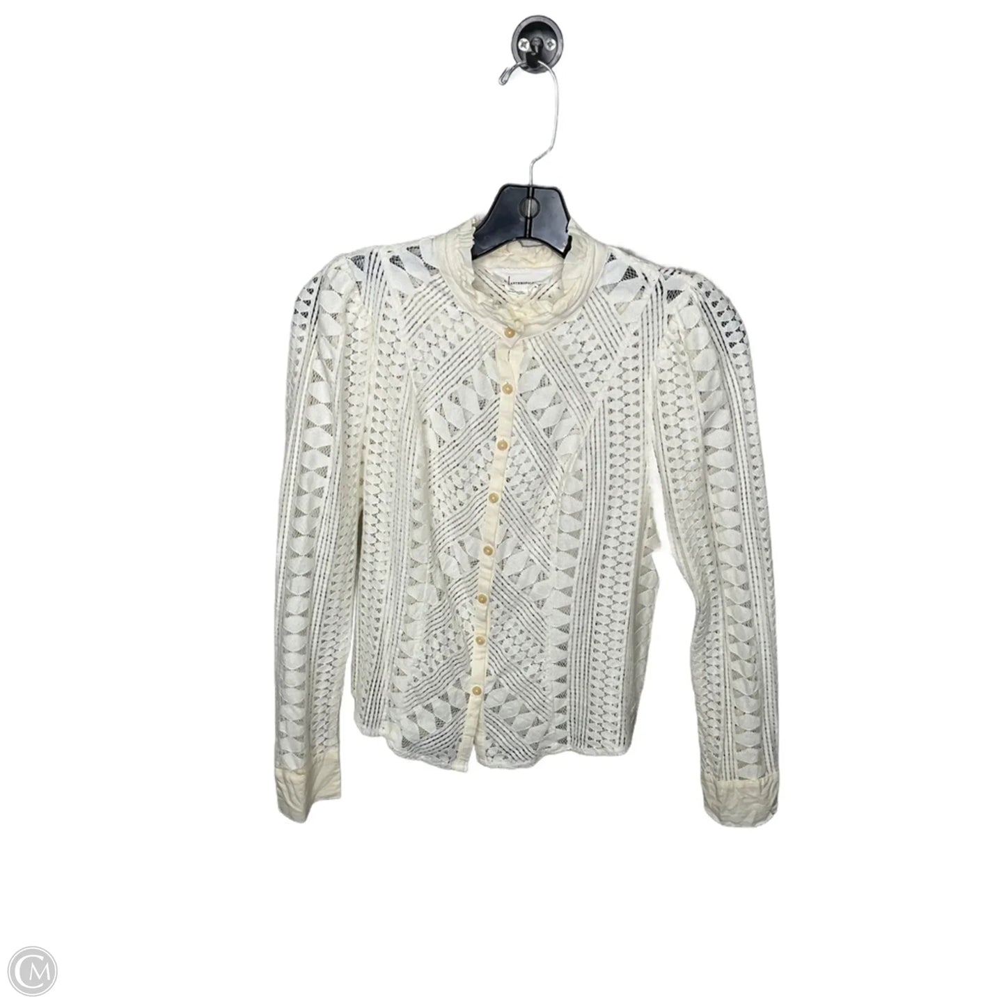 Top Long Sleeve By Anthropologie In Cream, Size: S