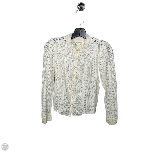 Top Long Sleeve By Anthropologie In Cream, Size: S