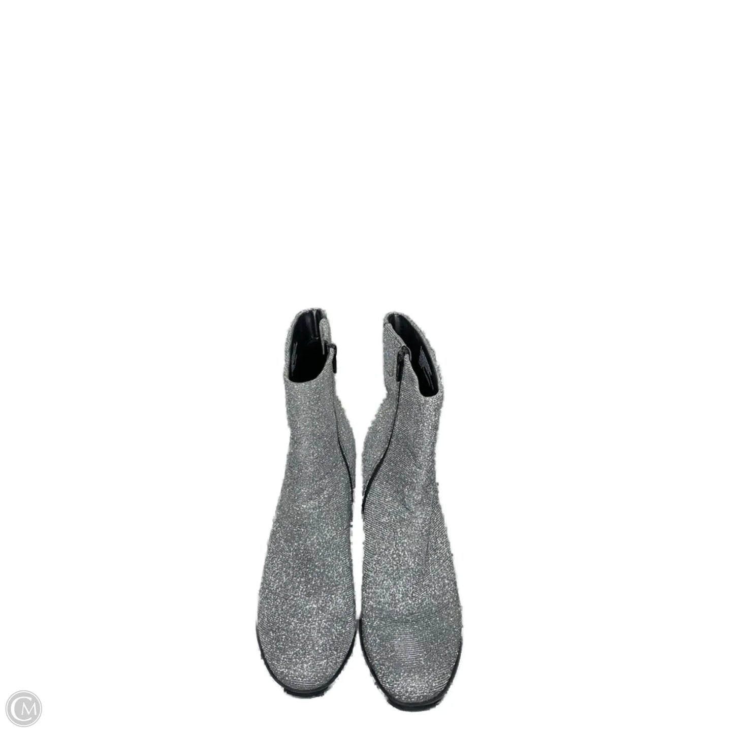 Boots Ankle Heels By Clothes Mentor In Silver, Size: 9