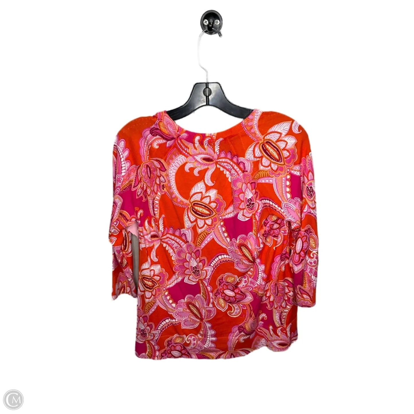 Top 3/4 Sleeve By Talbots In Orange & Pink, Size: S