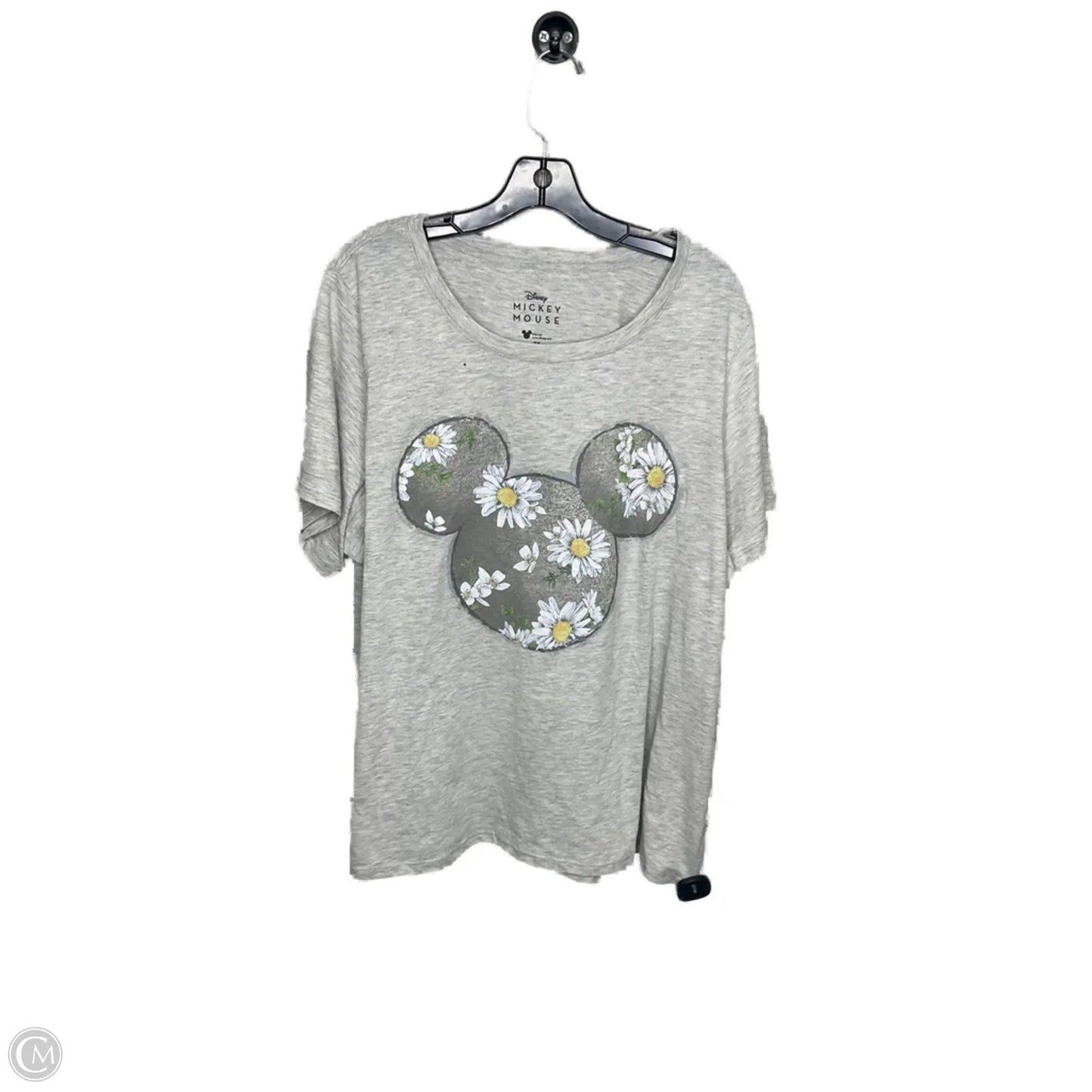 Top Short Sleeve By Disney In Grey, Size: 2x