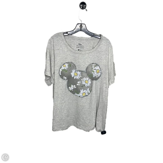 Top Short Sleeve By Disney In Grey, Size: 2x