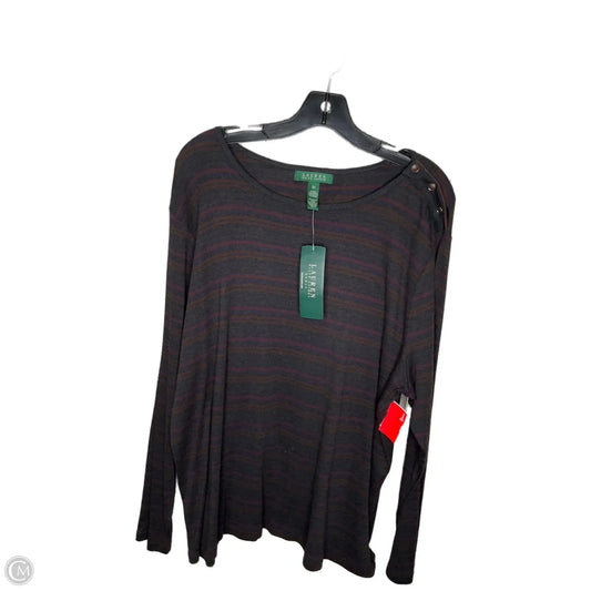 Top Long Sleeve By Lauren By Ralph Lauren In Striped Pattern, Size: 3x