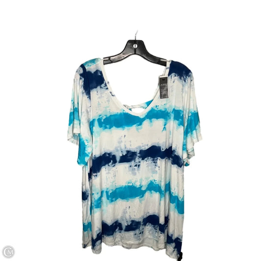 Top Short Sleeve By Lane Bryant In Blue & White, Size: 2x
