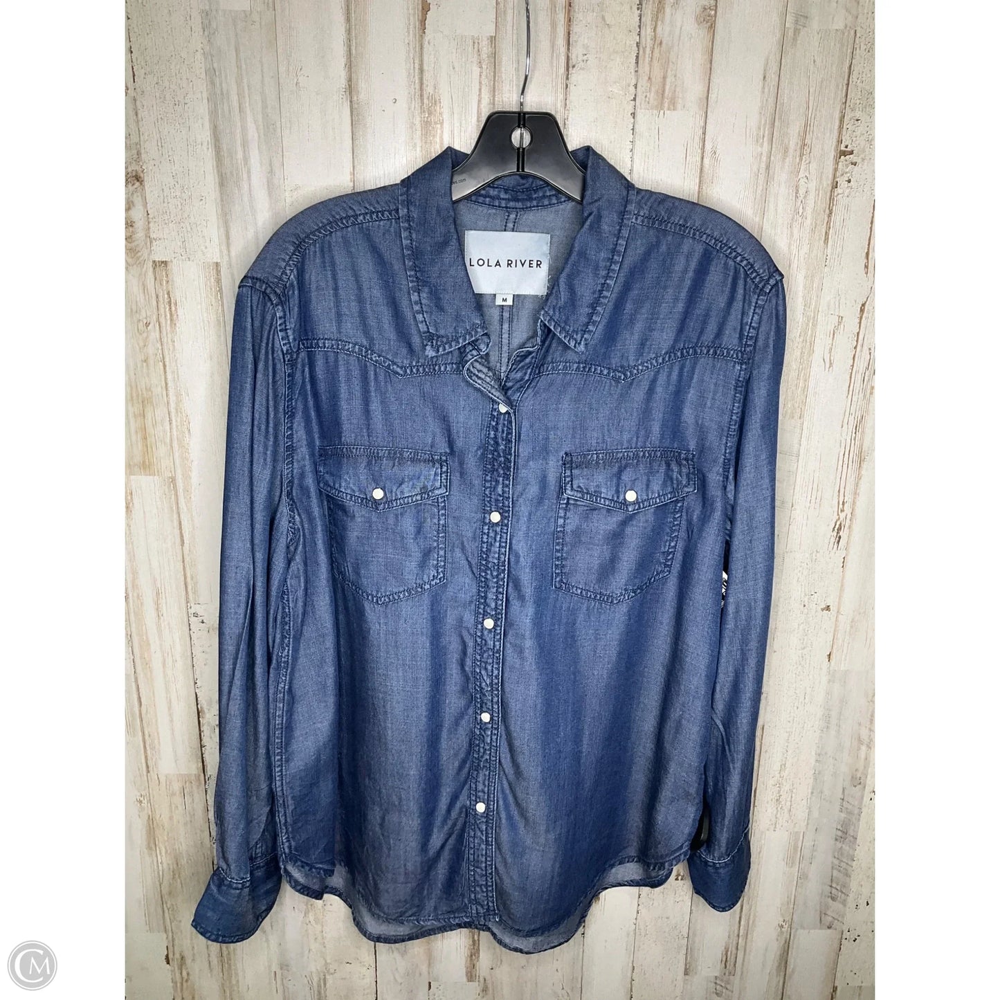 Top Long Sleeve By Lola River In Blue Denim, Size: M