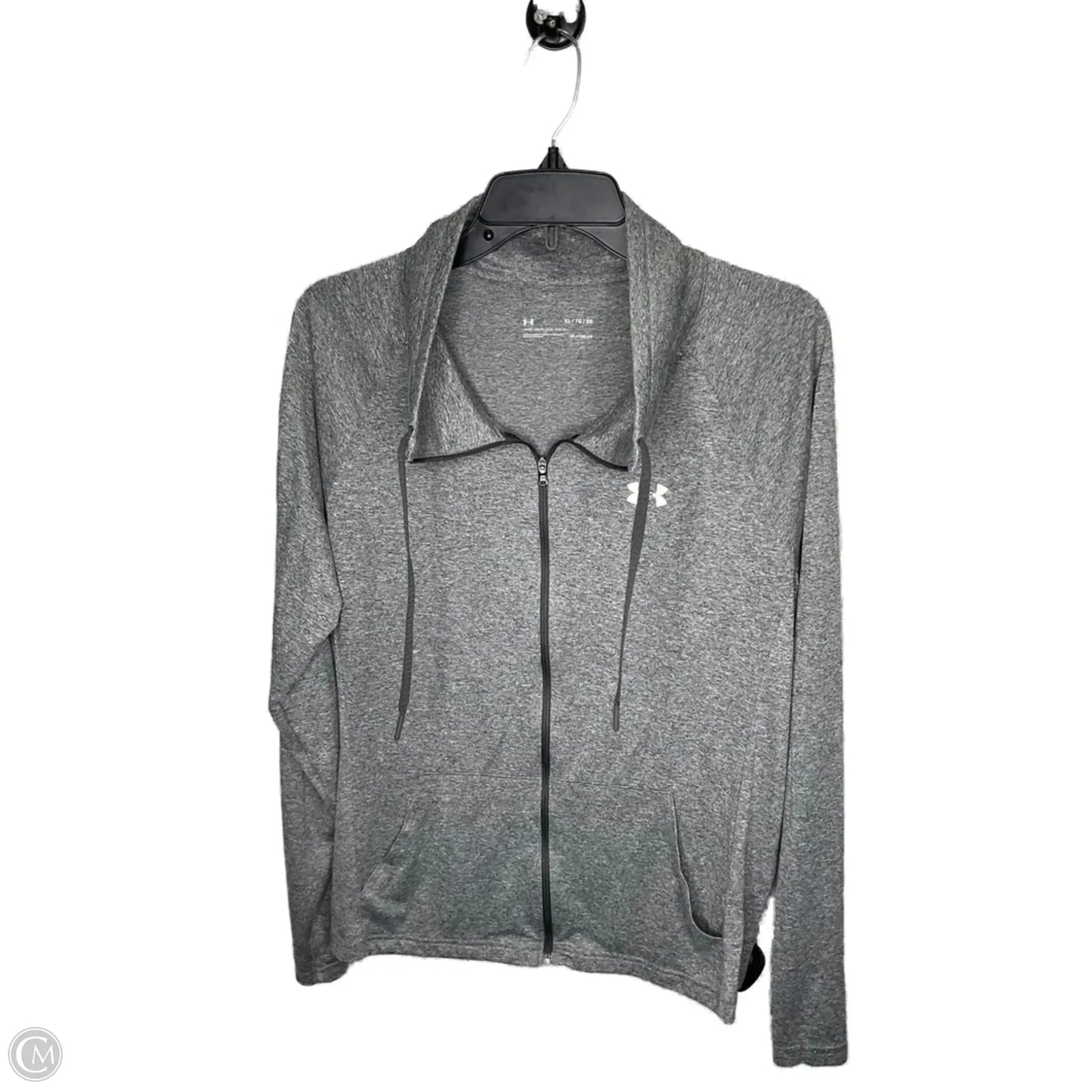 Athletic Top Long Sleeve Collar By Under Armour In Grey, Size: Xl