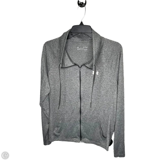 Athletic Top Long Sleeve Collar By Under Armour In Grey, Size: Xl