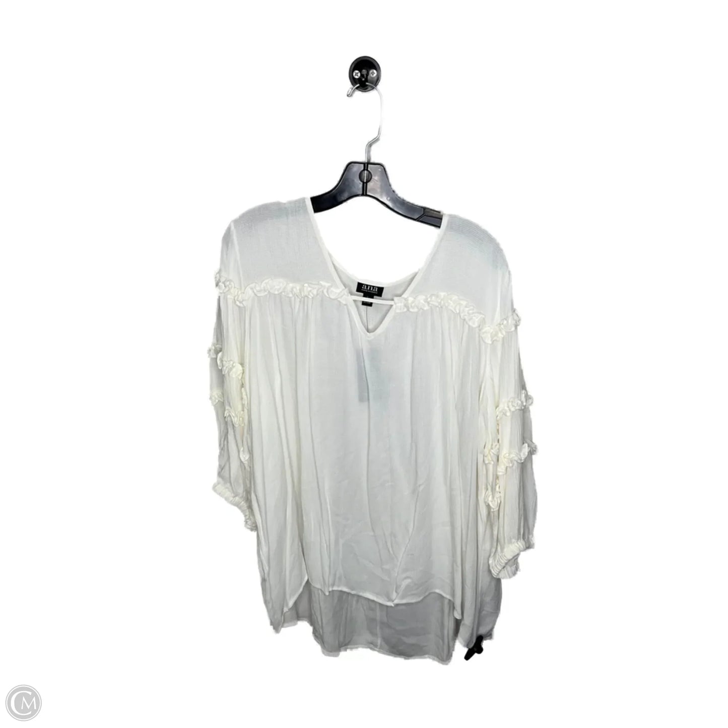 Top 3/4 Sleeve By Ana In White, Size: L