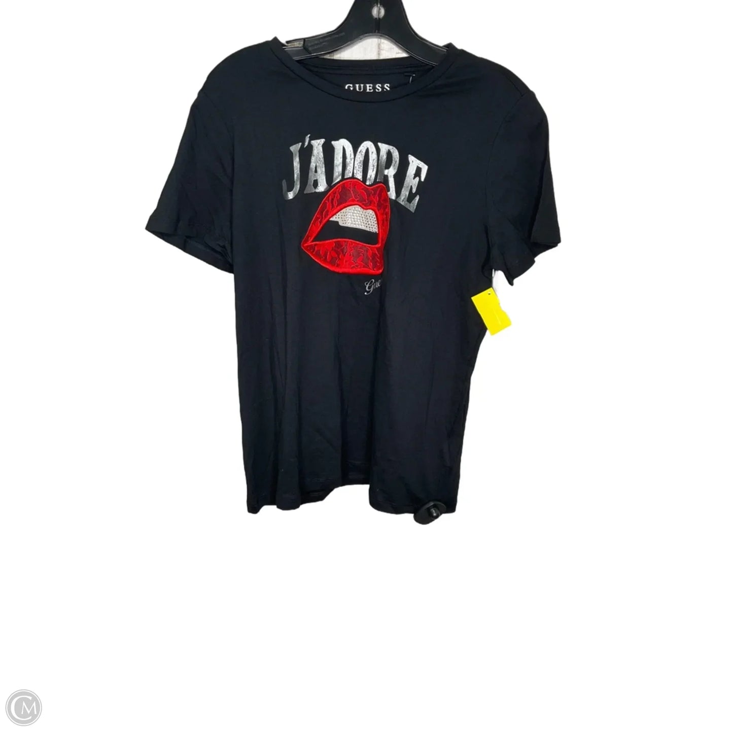 Top Short Sleeve Basic By Guess In Black & Red, Size: L