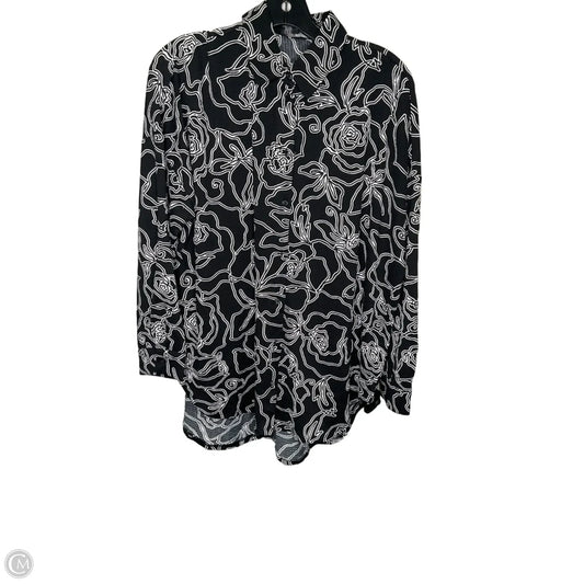Top Long Sleeve By Fred David In Black & White, Size: S