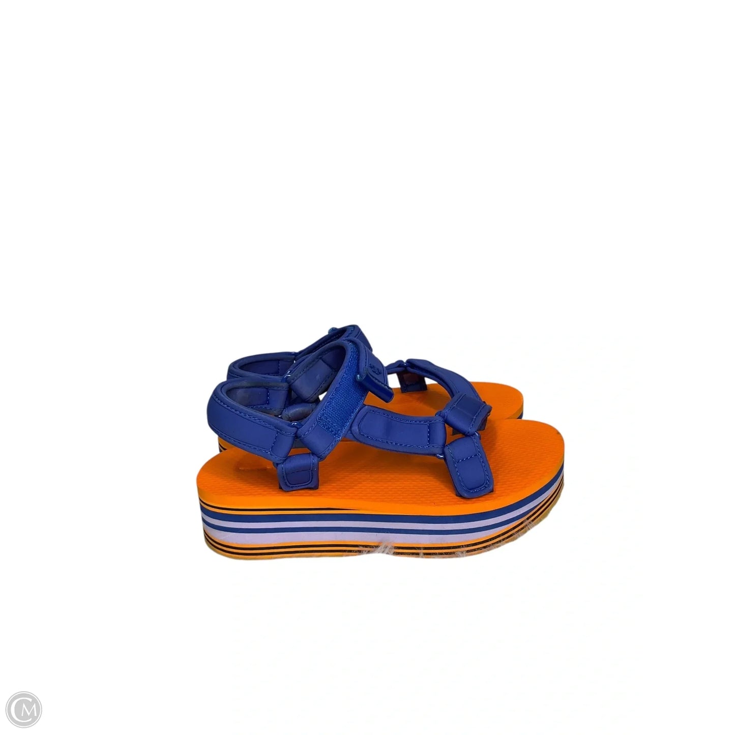 Sandals Designer By Tory Burch In Blue & Orange, Size: 8