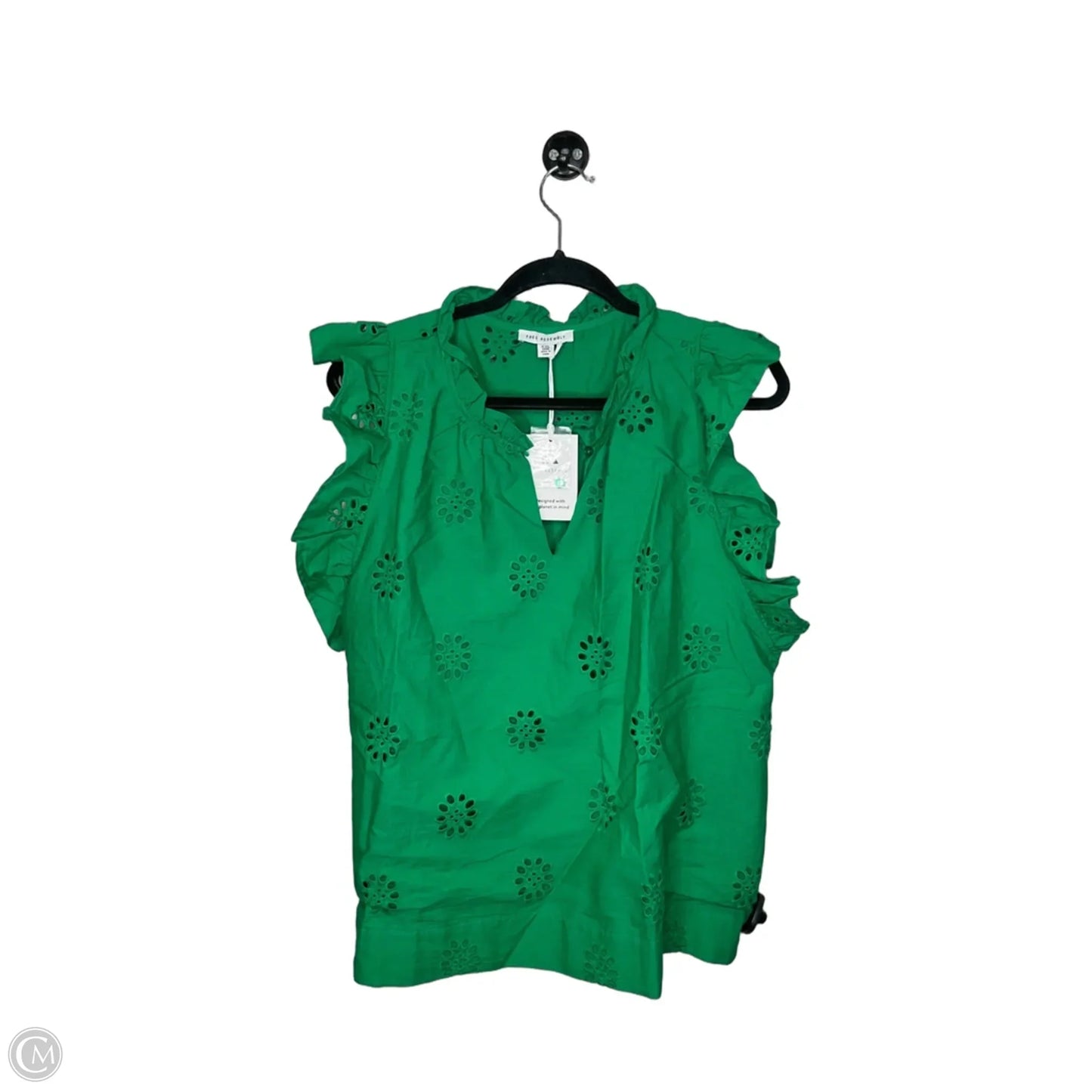 Top Short Sleeve By Free Assembly In Green, Size: 1x