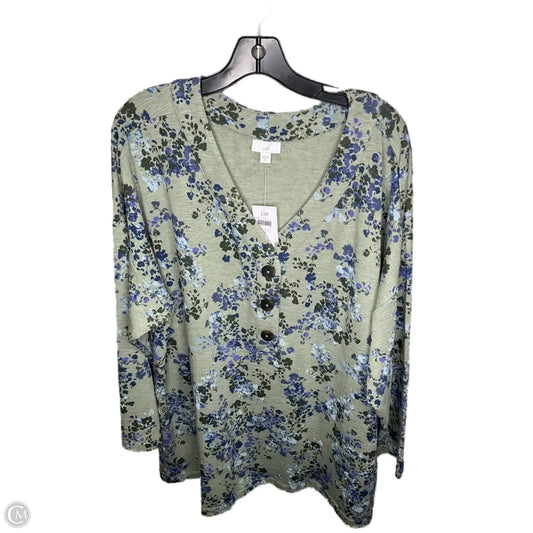 Top 3/4 Sleeve By J. Jill In Blue & Green, Size: 3x