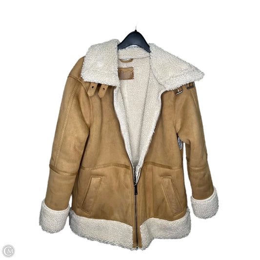 Jacket Faux Fur & Sherpa By Bearpaw In Brown, Size: L