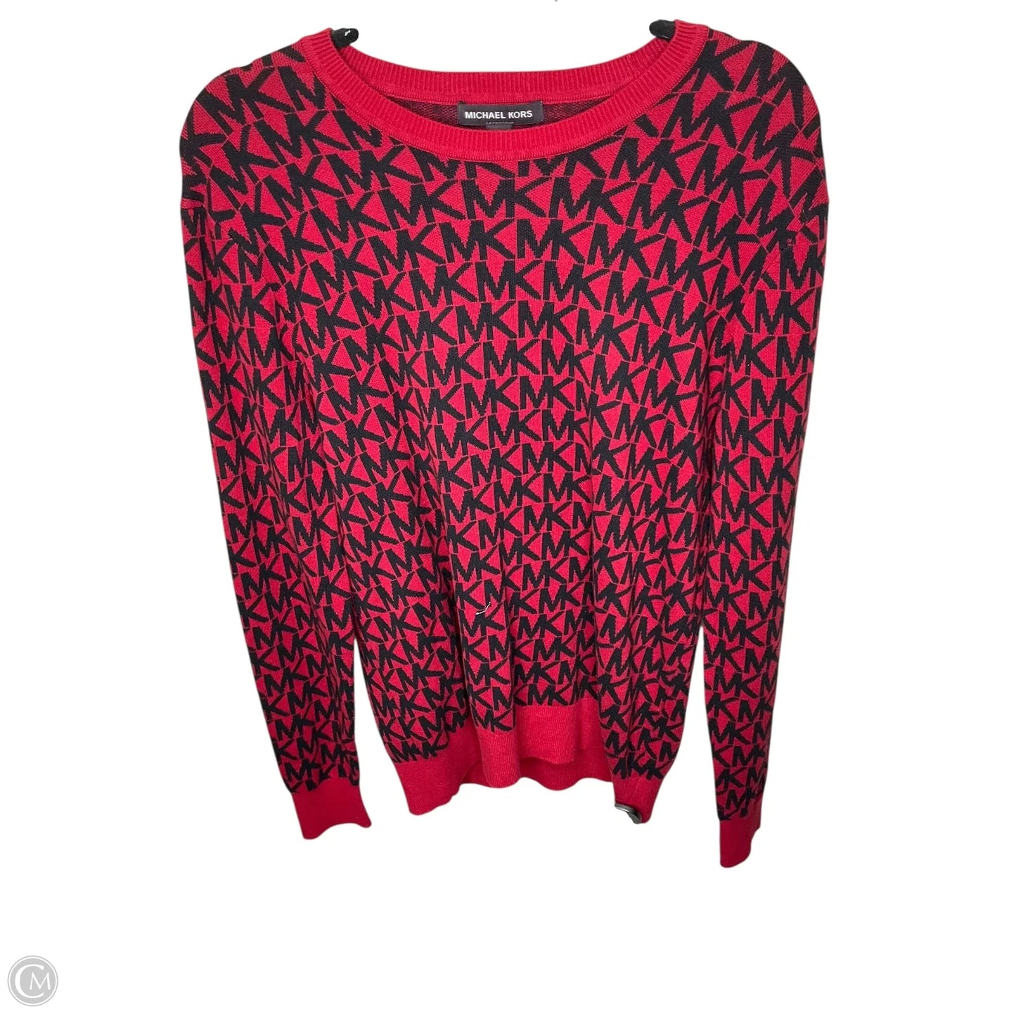 Sweater Cardigan Designer By Michael Kors In Red, Size: L