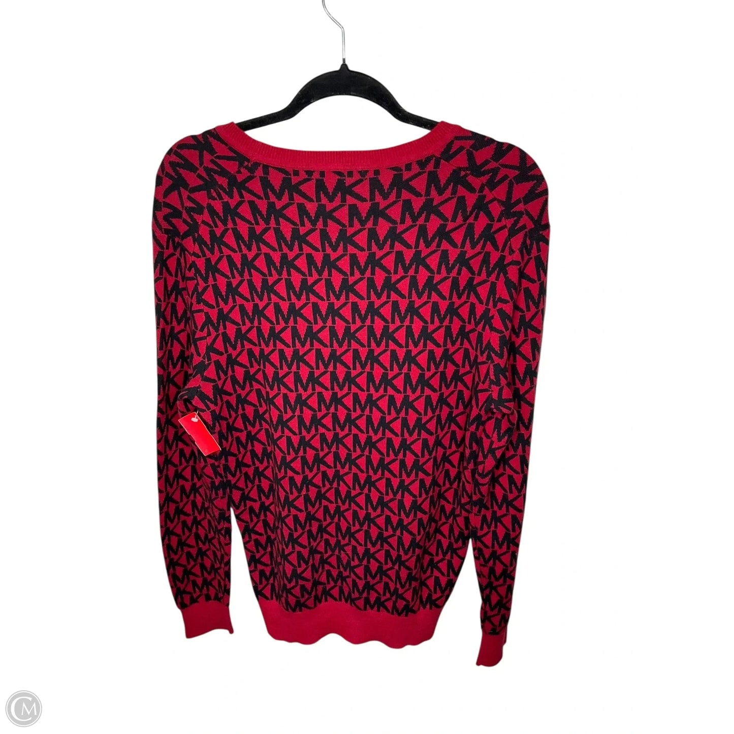 Sweater Cardigan Designer By Michael Kors In Red, Size: L