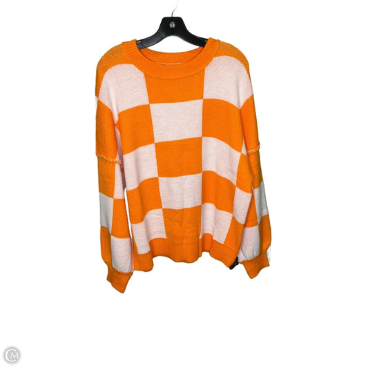 Sweater By Clothes Mentor In Orange & White, Size: L