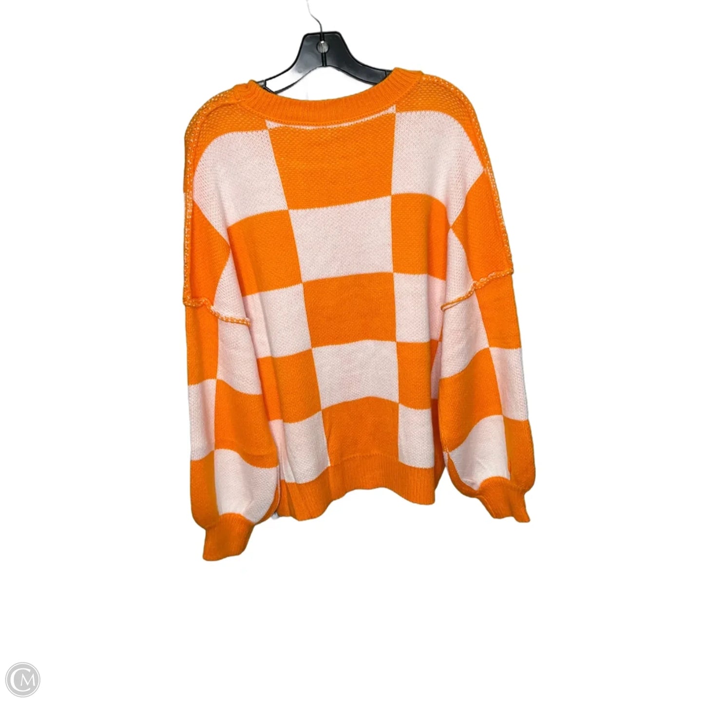 Sweater By Clothes Mentor In Orange & White, Size: L